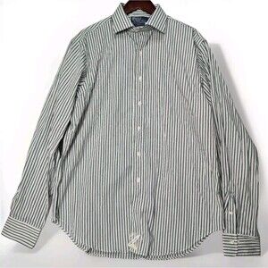 Vintage Polo Ralph Lauren Mens 16.5x36/37 Custom Fit Regent White Green Stripe